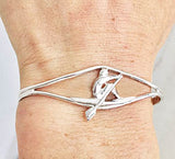 3D Side View Single Scull in Thin Split Cuff Rowing Bracelet by Rubini Jewelers