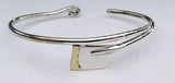 Small Rowing Oar Cuff Bracelet in Sterling Silver with Gold Tip by Rubini Jewelers