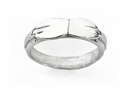 Band with Two Rowing Tulip Blades Head to Head Ring Sterling Silver by Rubini Jewelers