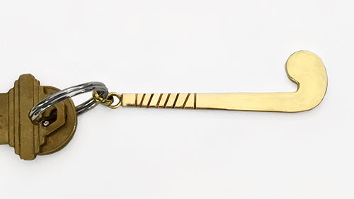 Brass Field Hockey Stick Key Ring by Rubini Jewelers