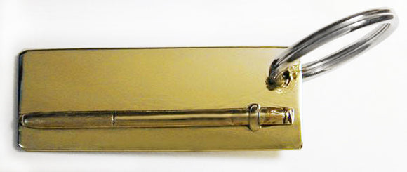 Brass Oar Handle Mounted on Plate Keyring, by Rubini Jewelers