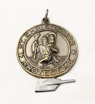 Brass St.Christopher and Silver Rowing Blade Pendant by Rubini Jewelers