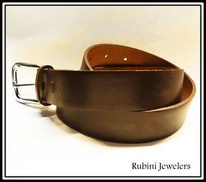 Brown Top Grain Leather Belt - from Rubini Jewelers