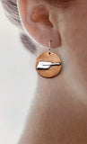 Brushed Copper Disk Dangle Earrings with Sterling Silver Rowing Hatchet Oars by Rubini Jewelers
