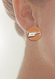 Brushed Copper Disk with Sterling Silver Rowing Blade Post Earrings by Rubini Jewelers