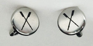 Stainless Steel Engraved with Crossed Oars Cuff Links by Rubini Jewelers.