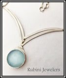 Silver Gold Chalcedony and Diamond Double V Necklace, on of a kind jewelry by Rubini Jewelers