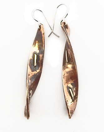 Copper Silver Twist Handmade Earrings by Rubini Jewelers