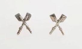 Petite Crossed Hatchet Oars Rowing Post Earrings by Rubini Jewelers