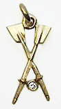 Crossed Oars with Genuine Diamond 14kt Gold Rowing Pendant by Rubini Jewelers