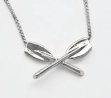 Crossed Tulip Oars Rowing Necklace with Box Chain by Rubini Jewelers