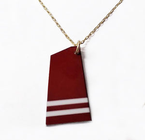 Custom Aluminum Rowing Team Oar on Gold Filled Chain Necklace by Rubini Jewelers