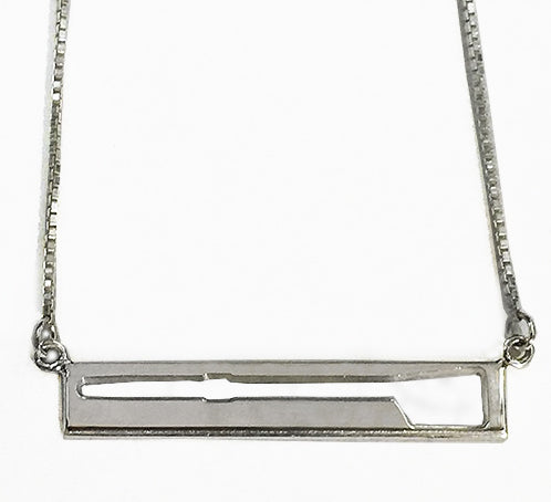 Cut Away Rowing Oar Bar Necklace in Sterling Silver, by Rubini Jewelers