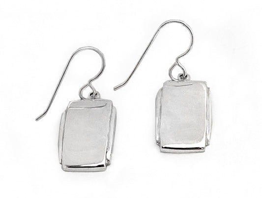 Engravable Sterling Silver Concave Rectangle Key Holder Ring Keychain