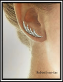 14Kt White Gold Wing Feather Diamond Ear Climbers / Earrings  from Rubini Jewelers