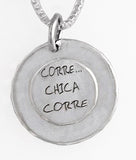 Disc on Disc with "Corre Chica Corre" Running Pendant by Rubini Jewelers