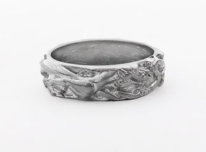 Double Dragon Design Silver Band by Rubini Jewelers