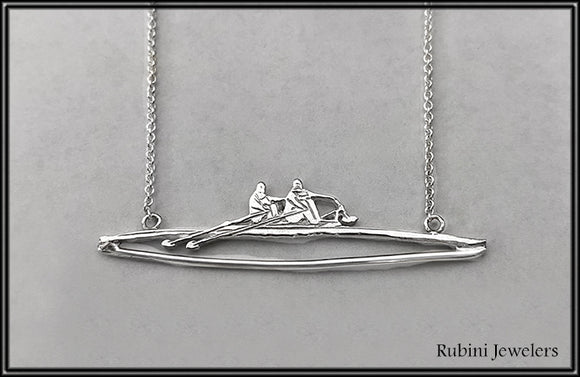 Double Rowing Boat with Cable Chain Necklace by Rubini Jewelers