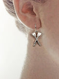 Medium Crossed Oars Dangle Rowing Earrings Made by Rubini Jewelers.