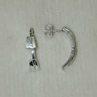 Two Petite Rowing Blades Semi Hoops Post Earrings by Rubini Jewelers