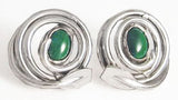 Earrings:Oar in round swirl shape w/ cab cut stone by Rubini Jewelers
