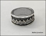 Eight Person Rowing Boat Solid Band with Rims Ring by Rubini Jewelers