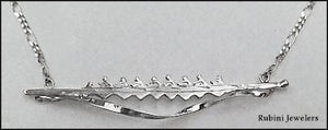 Eight Person Rowing Boat with Water Wave on Figaro Chain by Rubini Jewelers