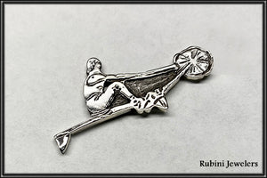 Erging Erger on Ergometer Brooch Sterling Silver by Rubini Jewelers