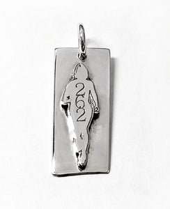 Silver Runner Silhouette on Rectangle Pendant by Rubini Jewelers