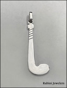 Large Field Hockey Stick Pendant in Sterling Silver by Rubini Jewelers
