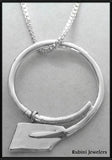 Sterling Silver Floating Circle with Small Rowing Blade Pendant by Rubini Jewelers