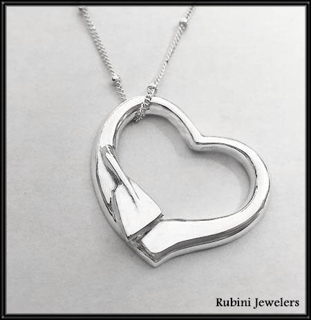 Floating Heart Pendant with Rowing Blade on Buoy Chain by Rubini Jewelers