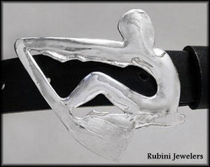 Freeform Rower with Hatchet Oar Belt Buckle by Rubini Jewelers