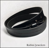 Rugged Black Full Grain Leather Belt - with Rowing Oars by Rubini Jewelers