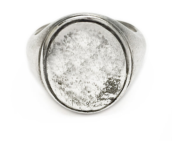Hammered Oval Silver Signet Ring