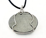 Hand Engraved Four with Coxswain Hematite Silver Rowing Necklace by Rubini Jewelers