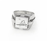 Hand Engraved SUP Paddle Board Silver Signet Ring by Rubini Jewelers