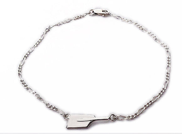 Small Rowing Oar Blade and Thin Figaro Chain Bracelet by Rubini Jewelers