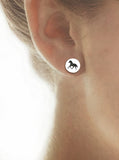 Equine Canine Silver Disc Earrings