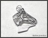 Horse on Rowing Hatchet Blade Pendant Sterling Silver, by Rubini Jewelers