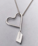 Medium Freeform Heart with Small Rowing Blade Pendant Made by Rubini Jewelers.