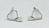 Petite Heart and Tiny Rowing Blade Post Earrings by Rubini Jewelers