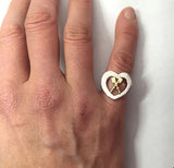 14Kt Gold Crossed Oars in Sterling Silver Heart Rowing Ring by Rubini Jewelers