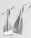 Large Rowing Blade Earrings on French Wires- Sterling Silver Made by Rubini Jewelers.