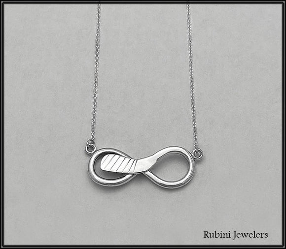 Ice Hockey Stick Infinity Symbol Necklace by Rubini Jewelers