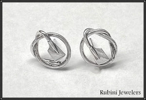 Sterling Silver Knot with Petite Rowing Blades Post Earrings by Rubini Jewelers