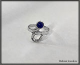 Silver Swirl Rowing Ring with Lapis Lazuli by Rubini Jewelers