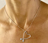 Large Free Form Heart with 2 Small Rowing Blades Pendant