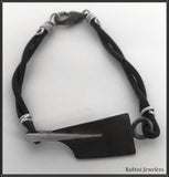 Large Rowing Oar Blade with Twist Leather Bracelet By Rubini Jewelers