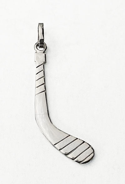 Large Sterling Silver Ice Hockey Stick Pendant by Rubini Jewelers